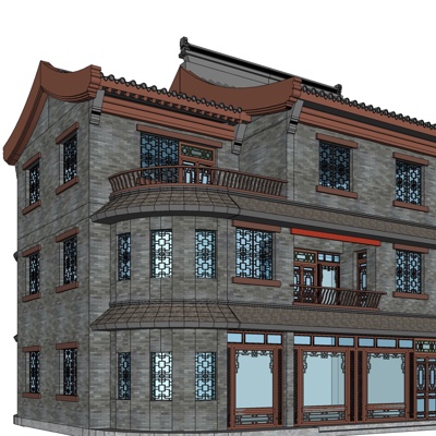 中式古建民房免费su模型(1)