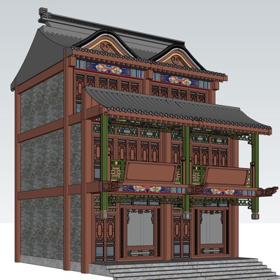 中式古建民房免费su模型(1)
