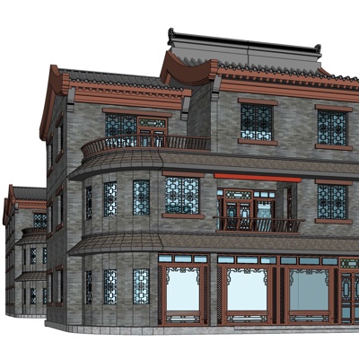 中式古建民房免费su模型(1)