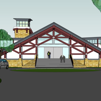 中式沿街商业建筑免费su模型(1)
