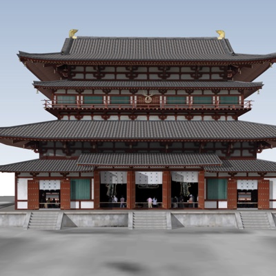 中式楼阁建筑免费su模型(1)