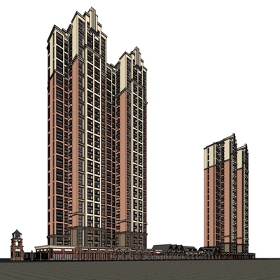 欧式商住综合楼免费su模型(1)