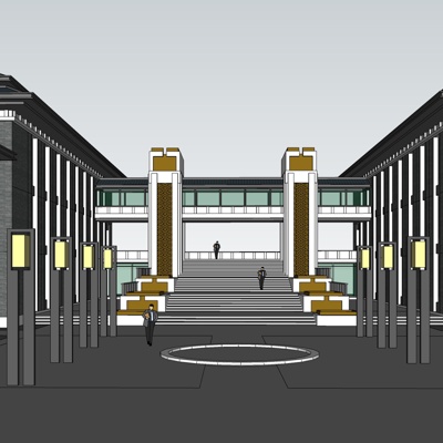新中式商业建筑免费su模型(1)