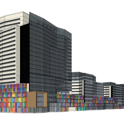 现代沿街商业建筑免费su模型(1)