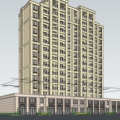 现代沿街商业建筑免费su模型(1)