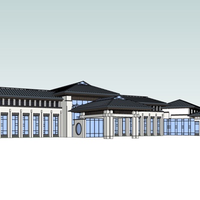 中式沿街商业建筑免费su模型(1)
