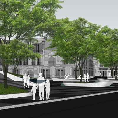 欧式沿街商业建筑免费su模型(1)
