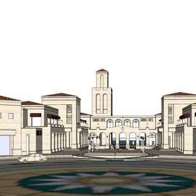 欧式沿街商业建筑免费su模型(1)