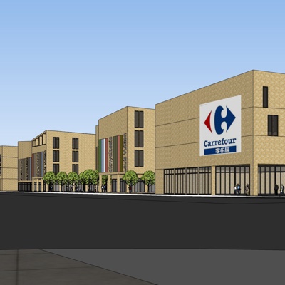 现代沿街商业建筑免费su模型(1)