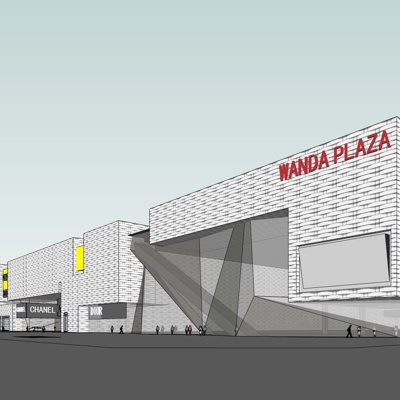 现代沿街商业建筑免费su模型(1)