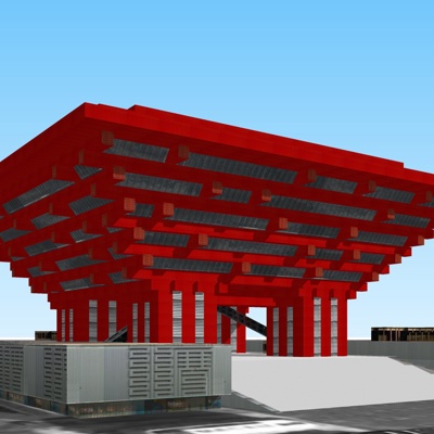 新中式世博会建筑免费su模型(1)