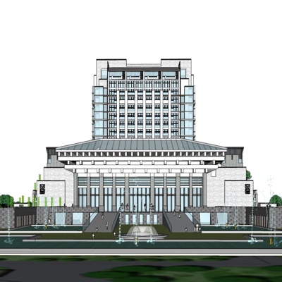 现代高层办公楼免费su模型(1)