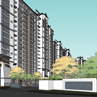 现代高层住宅免费su模型(1)