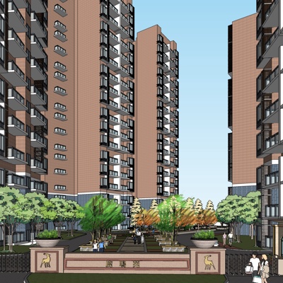 中式高层住宅免费su模型(1)