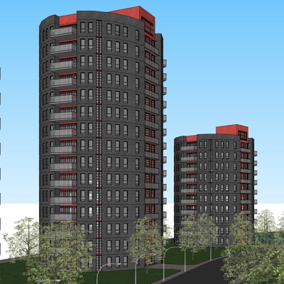 现代高层住宅免费su模型(1)