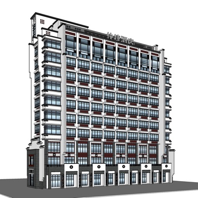 现代酒店外观免费su模型(1)