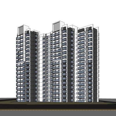 现代高层住宅免费su模型(1)