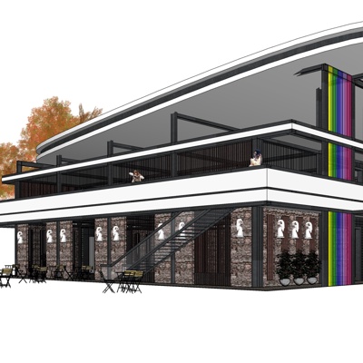 现代沿街商业建筑免费su模型(1)