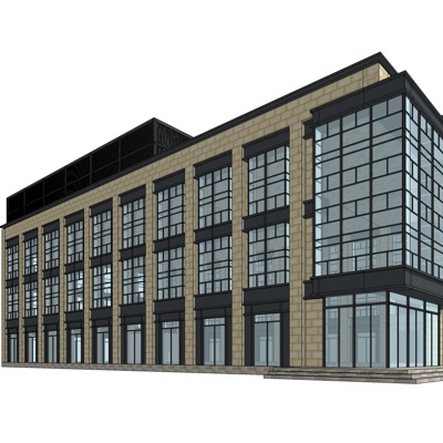 现代沿街商业建筑免费su模型(1)