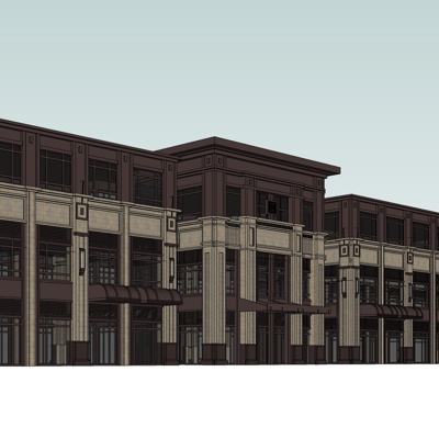 新古典沿街商业建筑免费su模型(1)