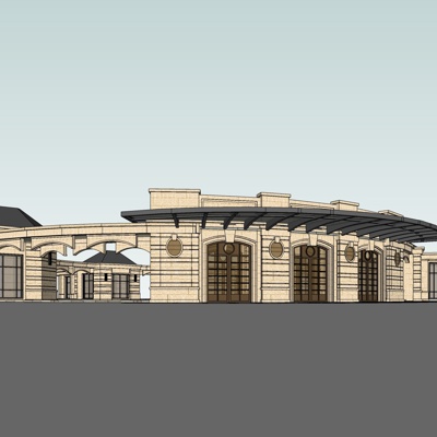 欧式沿街商业建筑免费su模型(1)