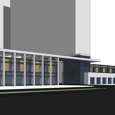 现代沿街商业建筑免费su模型(1)