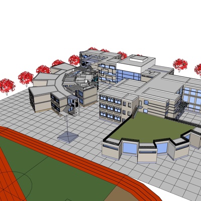 新中式沿街商业建筑免费su模型(1)