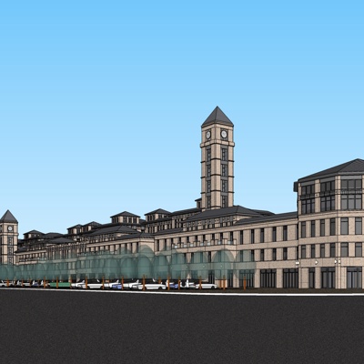 欧式沿街商业建筑免费su模型(1)