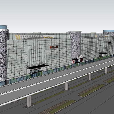 现代沿街商业建筑免费su模型(1)