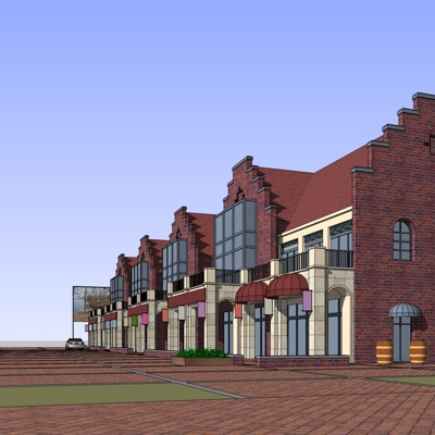 欧式沿街商业建筑免费su模型(1)