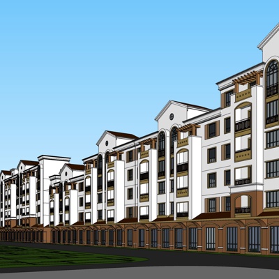 欧式沿街商业建筑免费su模型(1)