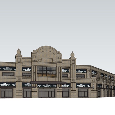 新古典沿街商业建筑免费su模型(1)