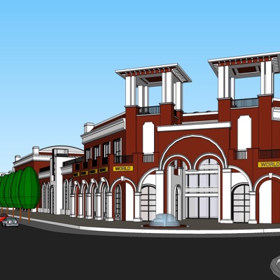 欧式沿街商业建筑免费su模型(1)