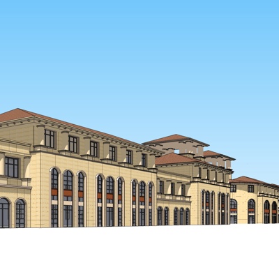 欧式沿街商业建筑免费su模型(1)