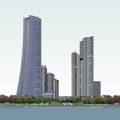 现代高层小区免费su模型(1)