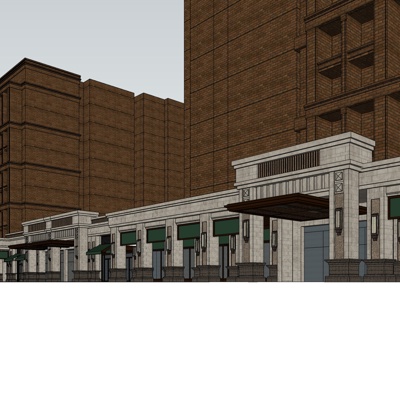 欧式沿街商业建筑免费su模型(1)
