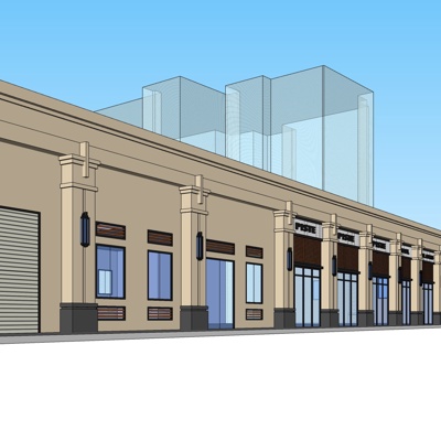 欧式沿街商业建筑免费su模型(1)