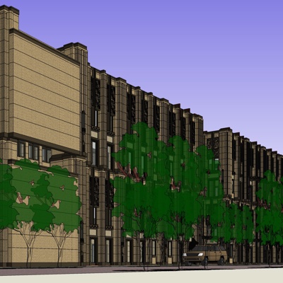 欧式沿街商业建筑免费su模型(1)