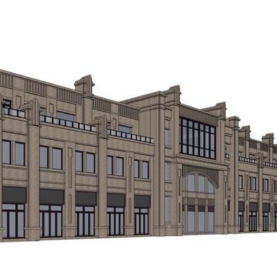 新古典沿街商业建筑su模型(1)