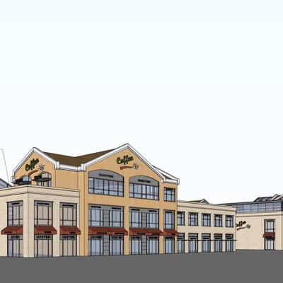 欧式沿街商业建筑免费su模型(1)