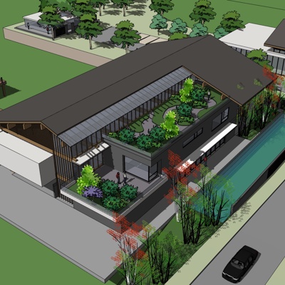 新中式房屋建筑免费su模型(1)