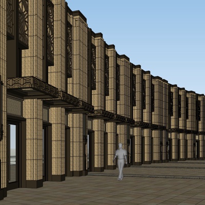 欧式沿街商业建筑免费su模型(1)