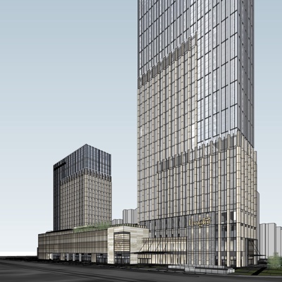 现代沿街商业建筑免费su模型(1)