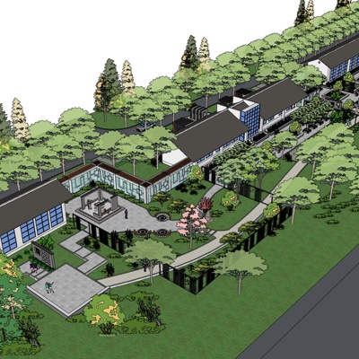 新中式房屋建筑免费su模型(1)