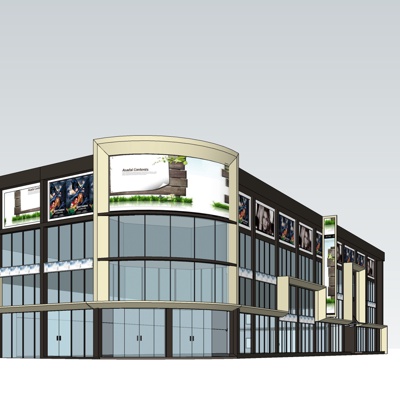 现代沿街商业建筑免费su模型(1)
