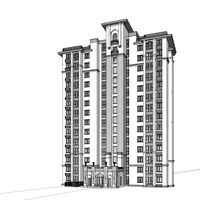 欧式高层公寓免费su模型(1)
