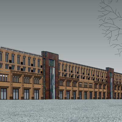 现代沿街商业建筑免费su模型(1)
