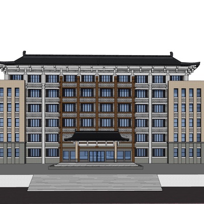 欧式酒店外观免费su模型(1)