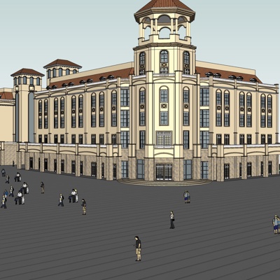 欧式沿街商业建筑免费su模型(1)