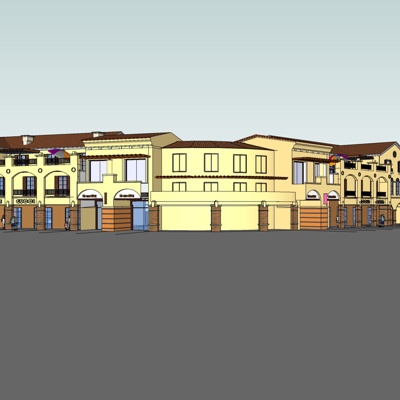 欧式沿街商业建筑免费su模型(1)